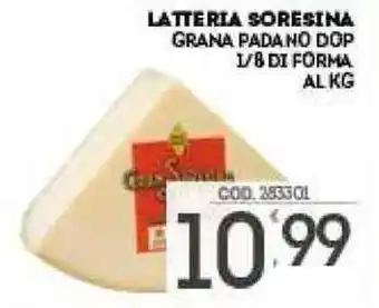 Eurocash Latteria Soresina Grana Padano DOP 1/8 Di Forma offerta