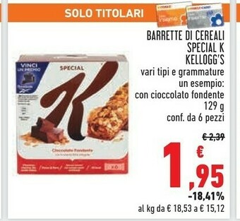 Conad Superstore Kellogg's Special K - Barrette Di Cereali Con Cioccolato Fondente offerta