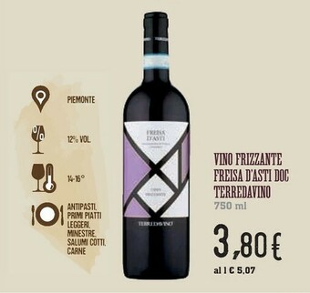 Conad Terredavino Vino Frizzante Freisa D`asti Doc offerta