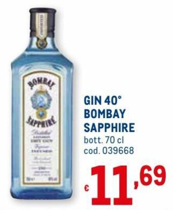 Metro Bombay Sapphire Gin 40° Bott 70 cl offerta