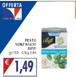 Mercatò Biffi Pesto Con Basilico Genovese DOP Senza Aglio 190 G(ml) offerta