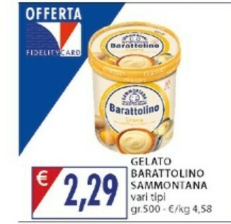 Mercatò Sammontana Barattolino Crema 500 G(ml) offerta