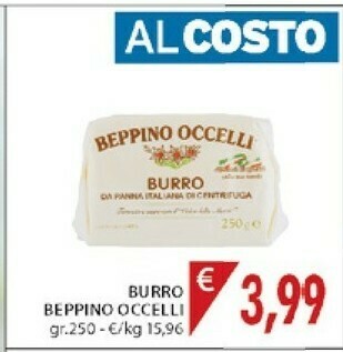 Mercatò Beppino occelli Burro Da Panna Italiana Di Centrifuga 250 G(ml) offerta