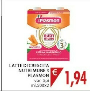 Mercatò Plasmon Latte Di Crescita Nutri Mune 3 offerta