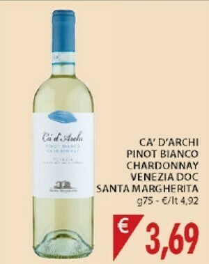 Mercatò Ca D'Archi Pinot Bianco Chardonnay Venezia DOC Santa Margherita offerta
