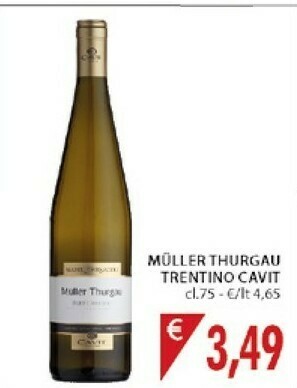 Mercatò Muller Thurgau Trentino Cavit offerta