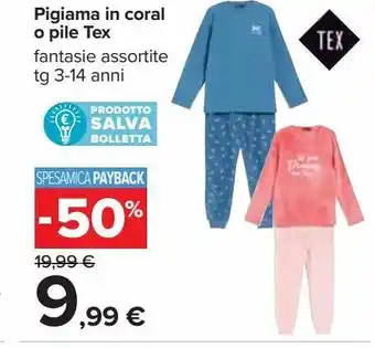 Carrefour Iper Pigiama in coral o pile tex offerta