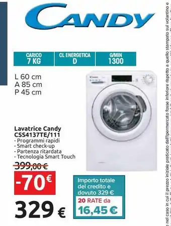 Carrefour Iper Lavatrice candy css4137te/111 offerta
