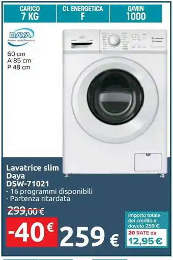 Carrefour Iper Lavatrice slim daya daya dsw-71021 offerta