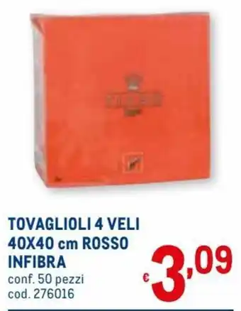 Metro Infibra Tovaglioli 4 veli 40x40 cm Rosso offerta