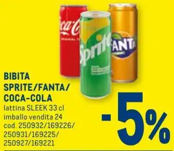 Metro Coca Cola/Sprite/Fanta/ Bibita 33 cl offerta