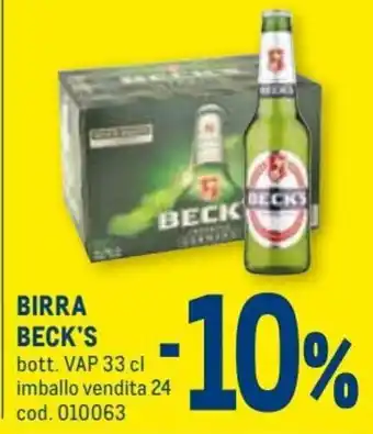 Metro Beck's Birra 33 cl offerta