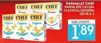 Eurocash Parmalat Chef Panna Per Cucina Classica/Leggera 125 ml x 3 offerta