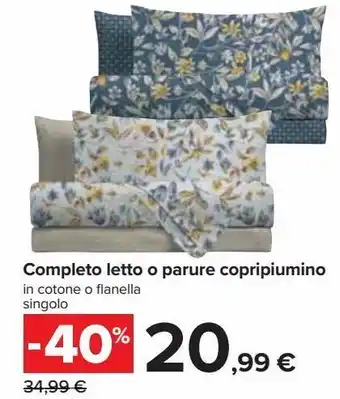 Carrefour Iper Completo letto o parure copripiumino offerta