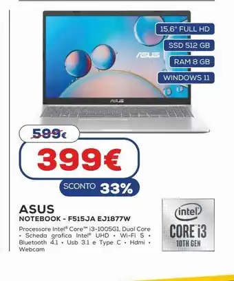 Euronics Asus notebook - f515ja ej1877w offerta