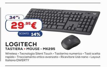 Euronics Logitech tastiera + mouse - mk295 offerta