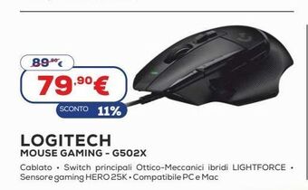 Euronics Logitech mouse gaming - g502x offerta
