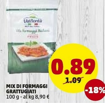 PENNY Valbontà Mix Di Formaggi Italiani Grattugiato 100 G(ml) offerta