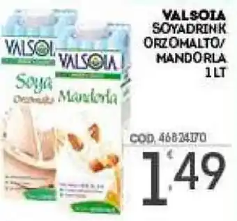 Eurocash Valsoia Soyadrink Orzomalto/Mandorla 1 Lt offerta