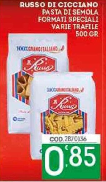 Eurocash Russo di Cicciano Pasta di Semola Formati Speciali Varie Trafile 500 gr offerta