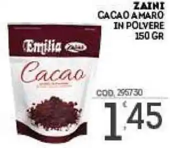 Eurocash Zaini Cacao Amaro in Polvere 150 gr offerta