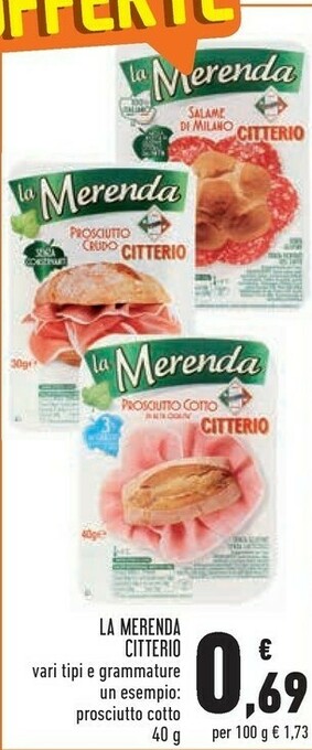Conad Superstore Citterio La Merenda Prosciutto Cotto 40 G(ml) offerta