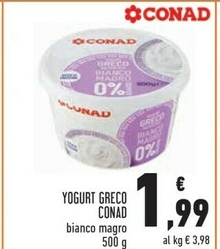 Conad Superstore Conad Yogurt Greco Bianco Magro offerta