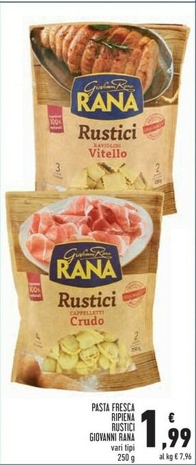 Conad Rana Tortellini Rustici Casarecci 250 G(ml) offerta
