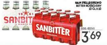 Eurocash San Pellegrino Bitter Rosso/Dry 10 cl x 10 offerta