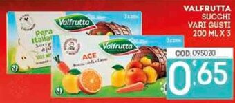 Eurocash Valfrutta Succhi Vari Gusti 200 ml x 3 offerta