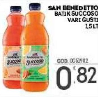 Eurocash San Benedetto Batik Succoso Vari Gusti 1,5 Lt offerta