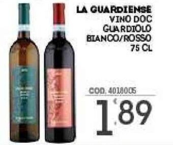 Eurocash La Guardiense Vino DOC Guardiolo Bianco/Rosso 75 cl offerta