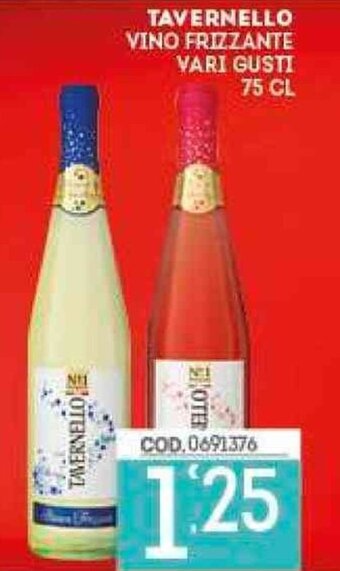 Eurocash Tavernello Vino Frizzante Vari Gusti 75 cl offerta