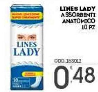 Eurocash Lines Lady Assorbenti Anatomico 10 pz offerta