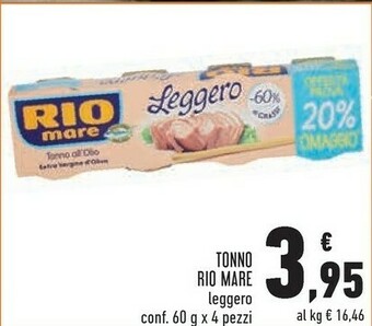 Conad Rio Mare Tonno All'Olio Extravergine Di Oliva Leggero 60 G(ml) offerta