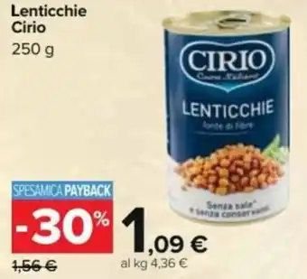 Carrefour Cirio Lenticchie 250 g offerta