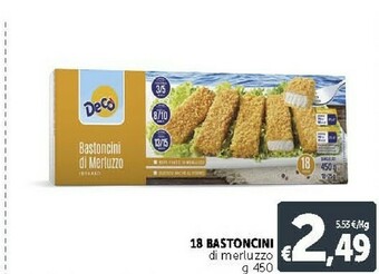 Deco Supermercati Decò - 18 Bastoncini Di Merluzzo Impanati 450 G(ml) offerta