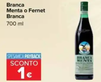 Carrefour Branca Menta o Fernet Branca 700 ml offerta