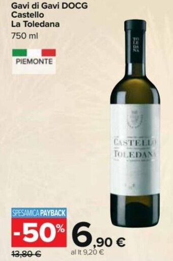 Carrefour Castello La Toledana Gavi di Gavi DOCG 750 ml offerta