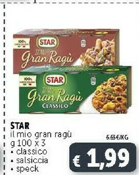 Deco Supermercati Star Il Mio Gran Ragù Con Speck 100 G(ml) offerta