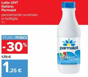 Carrefour Parmalat Latte UHT Italiano Parzialmente Scremato In Bottiglia 1 l offerta