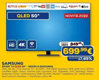 Euronics Samsung Smart TV QLED 50" Series 8 QE50Q80B offerta