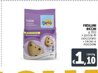 Deco Supermercati Decò - Frollini Con Gocce Di Cioccolato 350 G(ml) offerta