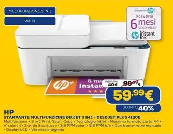 Euronics HP Stampante Multifunzione Inkjet 3 in 1 - Deskjet Plus 4130E offerta