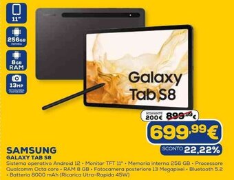 Euronics Samsung Galaxy Tab S8 offerta