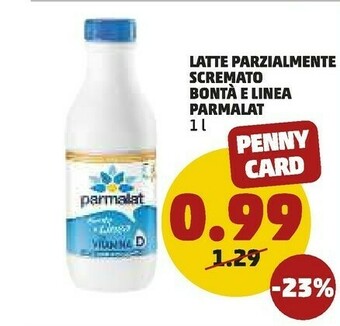 PENNY Parmalat Bontà E Linea Latte Parzialmente Scremato 1000 G(ml) offerta