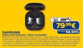 Euronics Samsung Auricolari Wireless - Buds Live R180BK offerta