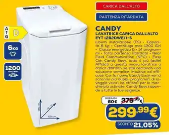 Euronics Candy Lavatrice Carica Dall'Alto EYT 1262DWE/1-S offerta