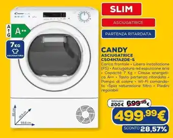 Euronics Candy Asciugatrice CSO4H7A2DE-S offerta