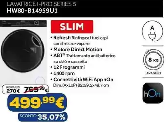 Euronics Haier Lavatrice I-Pro Series 5 HW80-B14959U1 offerta